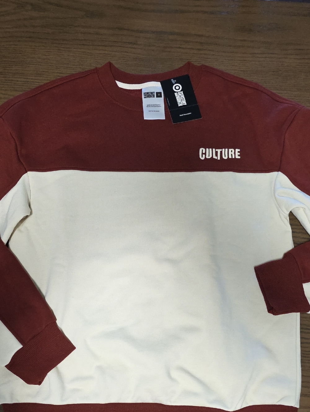 Target Men’s Colorblock Sweatshirt in Maroon and Cream - CULTURE